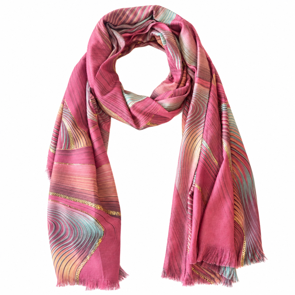 Pañuelo de cachemira Ondas Rosa