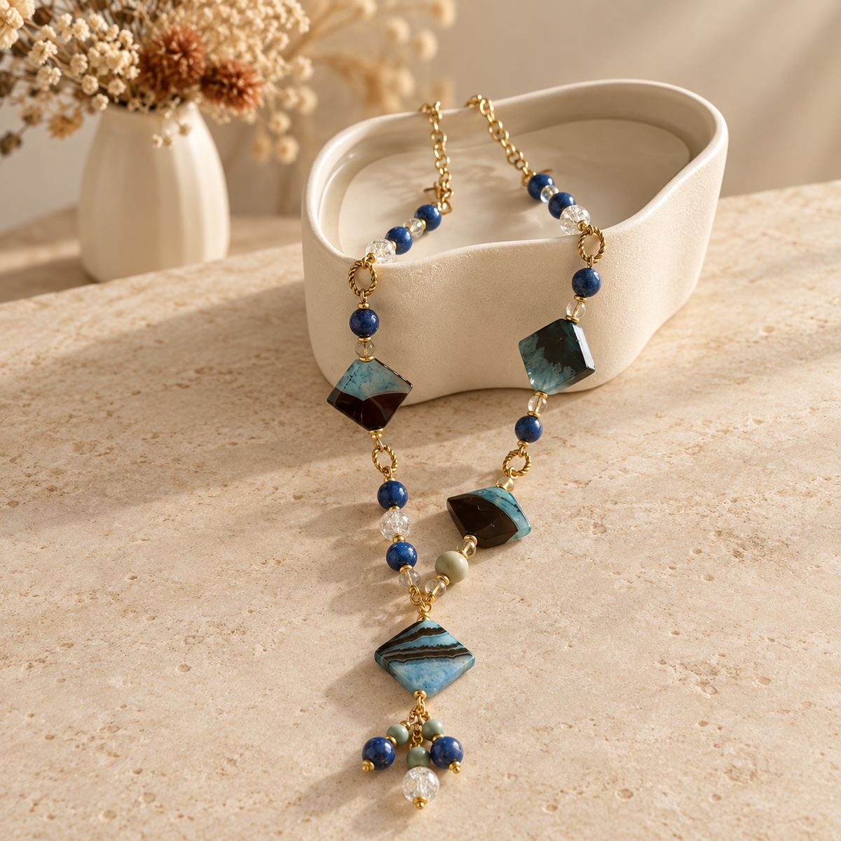 Collar Azul Rombo