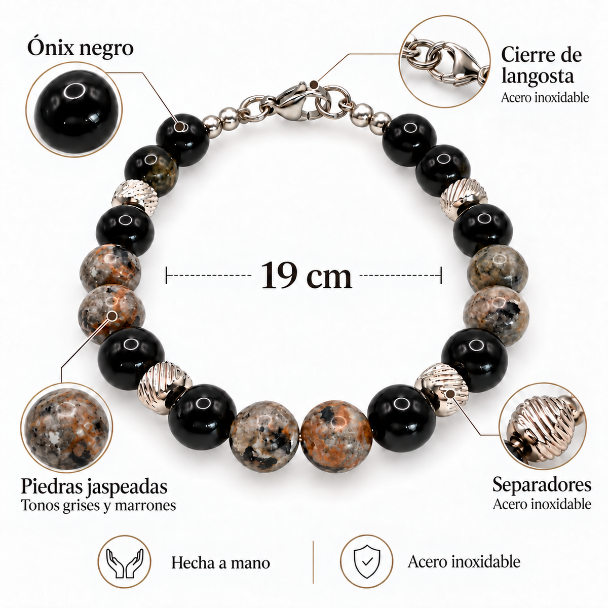 Pulsera Caballero Ónix Mosaico