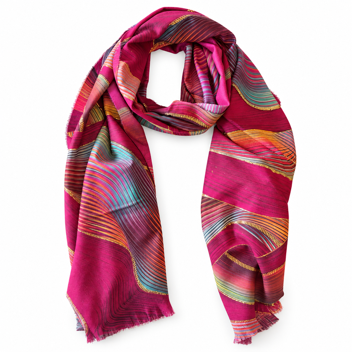 Pañuelo de cachemira Fucsia Ondas