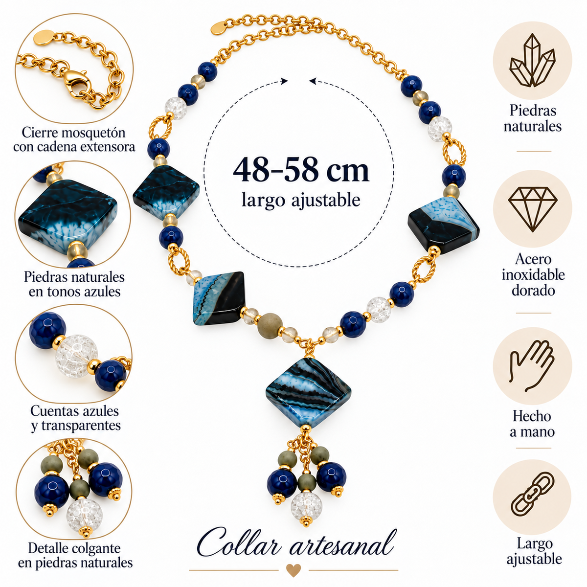 Collar Azul Rombo
