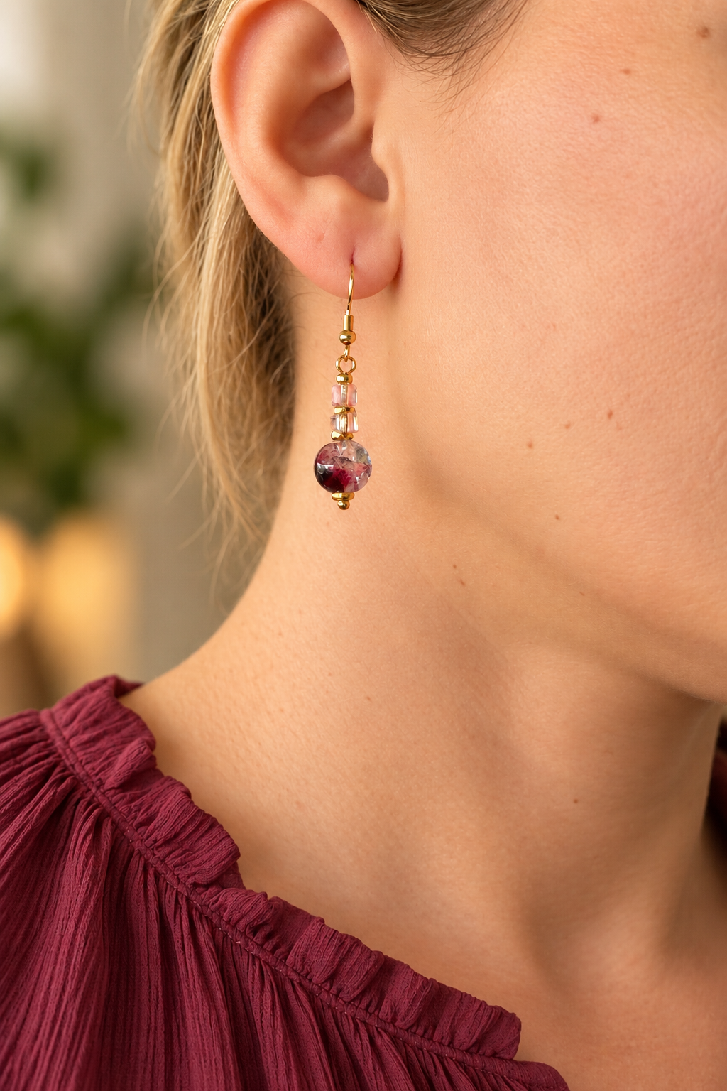 Pendientes Burdeos Rosé