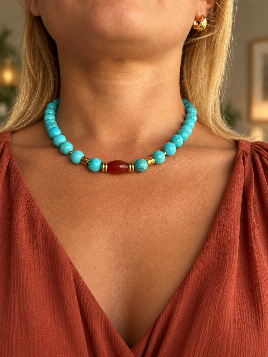 Collar Turquesa Carmesí