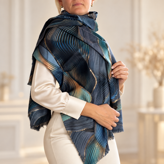 Pañuelo de cachemira Ondas Pizarra