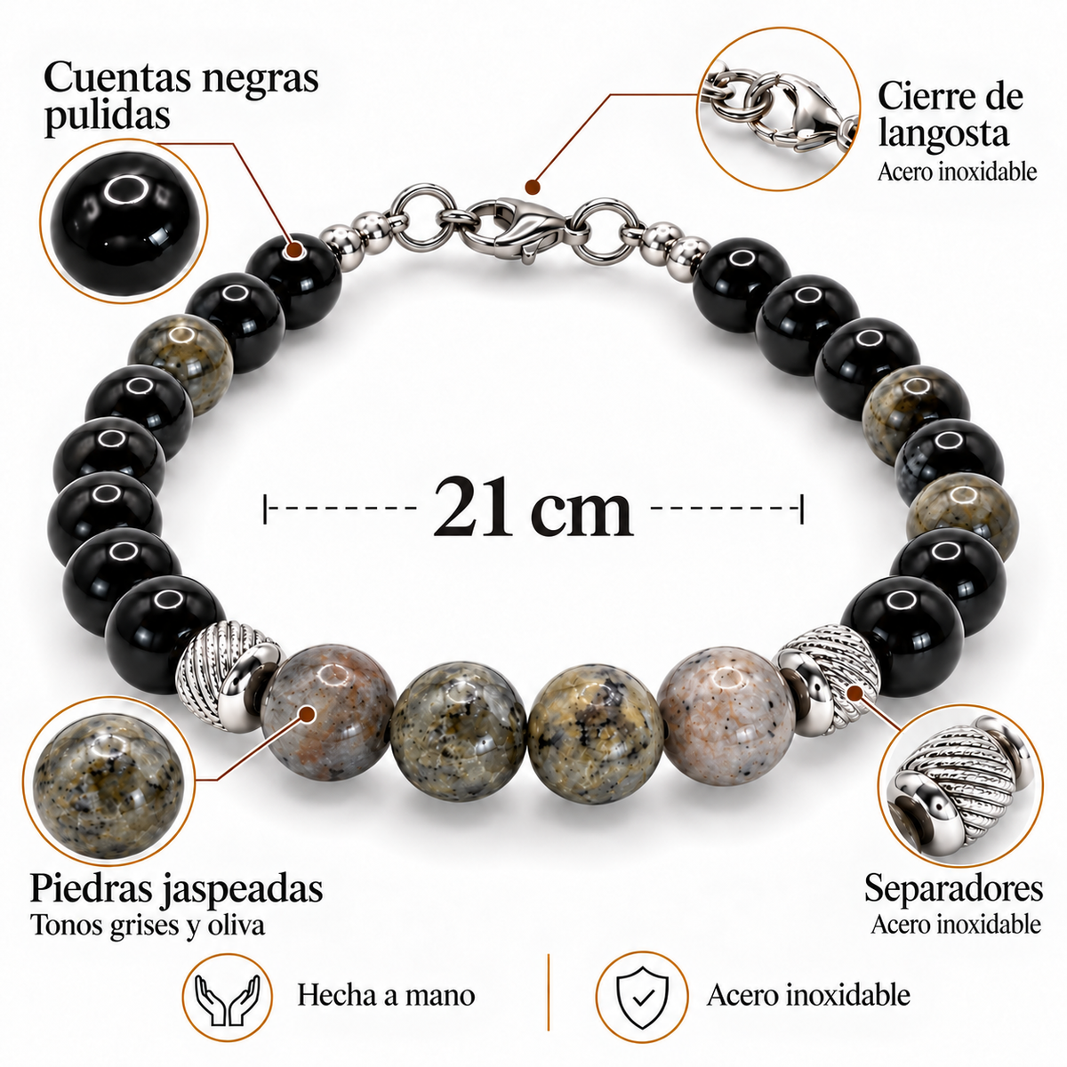 Pulsera Caballero Ébano Gris