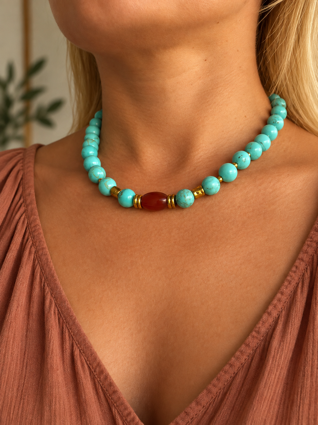 Collar Turquesa Carmesí