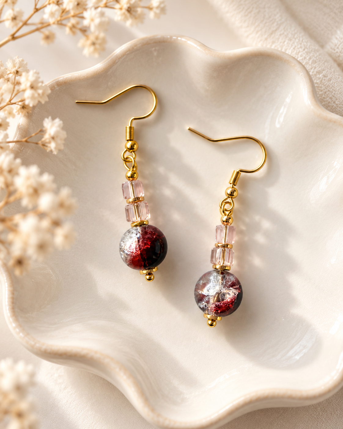 Pendientes Burdeos Rosé